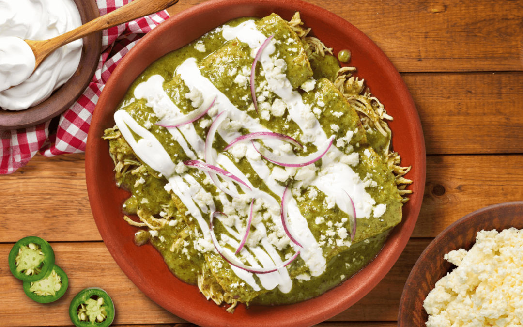 Three Chiles Cremosa Chicken Enchiladas