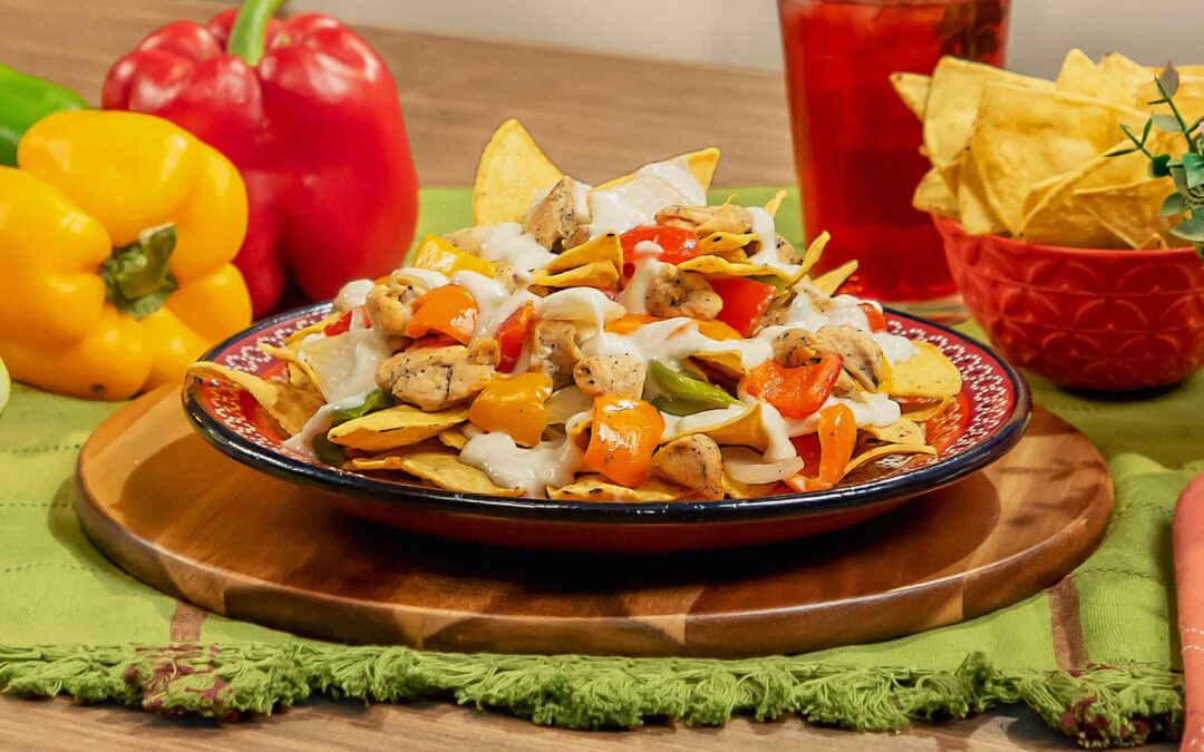 Cheesy Poblano Fajita Nachos