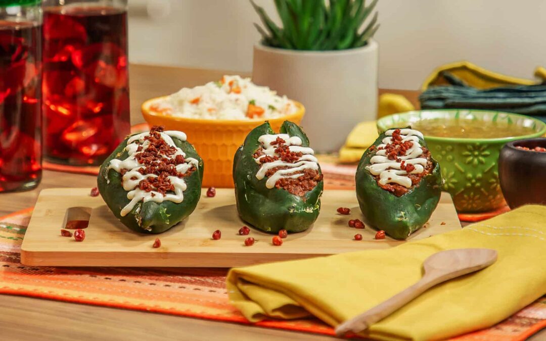 Beans & Chorizo Chiles Poblanos Rellenos